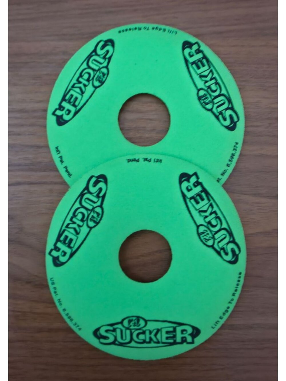 L'il Sucker Set Of 2 Green Round Drink Holder Coaster Suction 4" Rings Pads